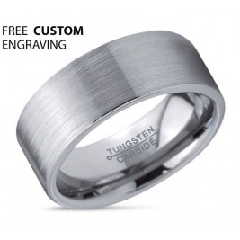 Mens Wedding Band, Tungsten Ring Silver 8mm, Promise Ring, Personalized, Rings for Men, Brushed Tungsten Ring